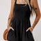 Black Casual Pocketed Smocked Sleeveless Romper