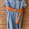 Light Blue Vintage Wash Loose Denim Shirt Dress