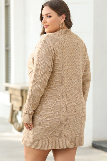 Parchment Cable Knit Drop Shoulder Loose Fit Sweater Dress