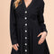 Black Buttoned High Waist Long Sleeve Mini Dress