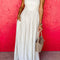 Beige Stripe Spaghetti Strap Pocketed High Waist Maxi Dress